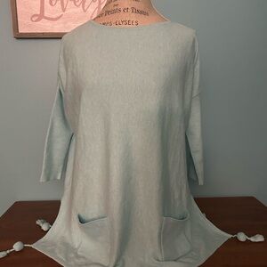 Lilly Pulitzer Women's Light Blue Light Sweater with Pockets and tassels.